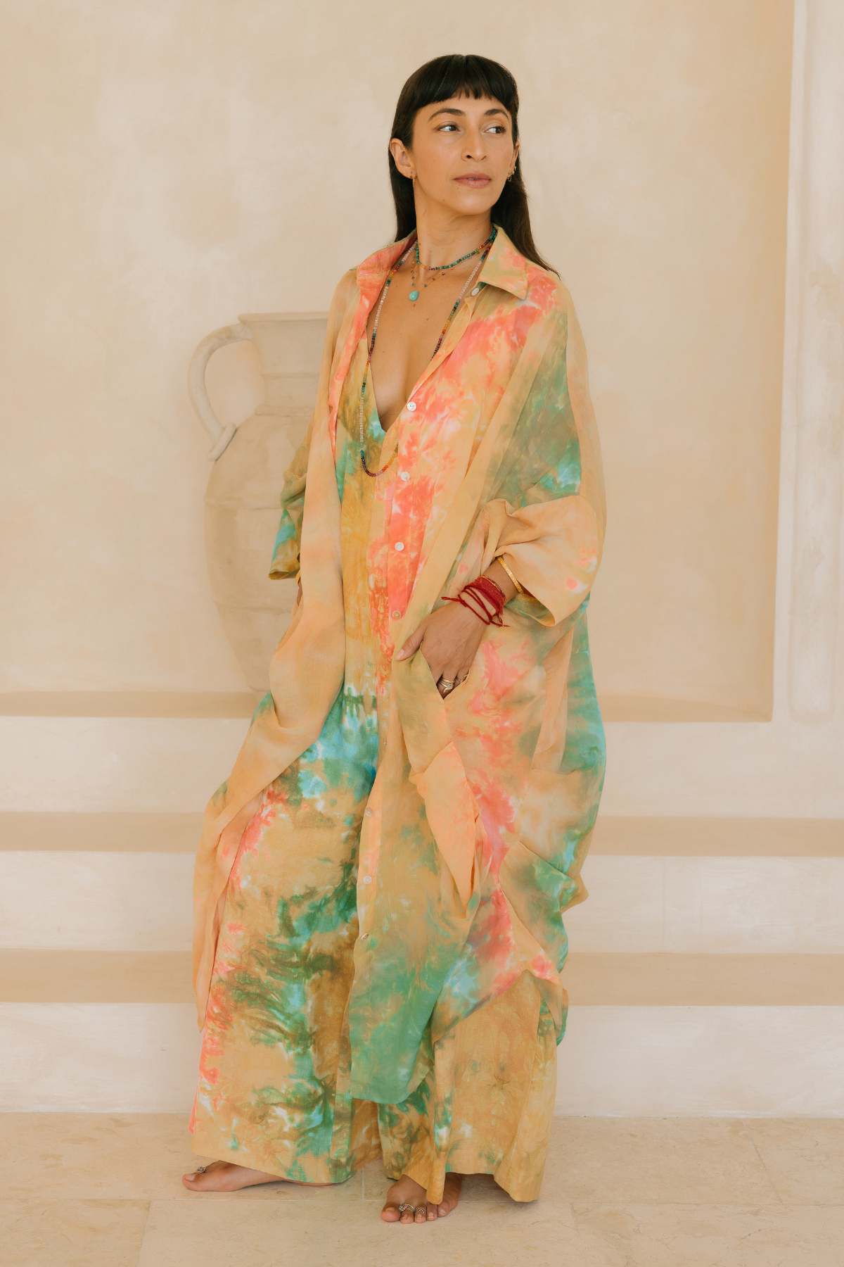 Ramie Botanical Origami Gown