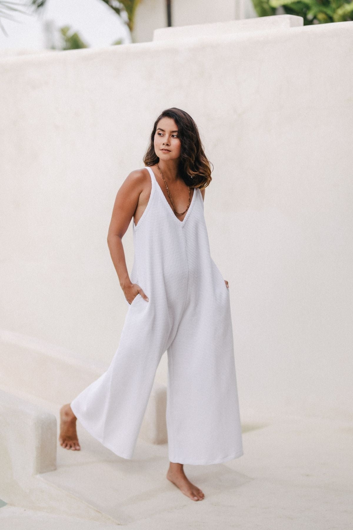 Kundalini Playsuit Waffle Edition (White) - WI