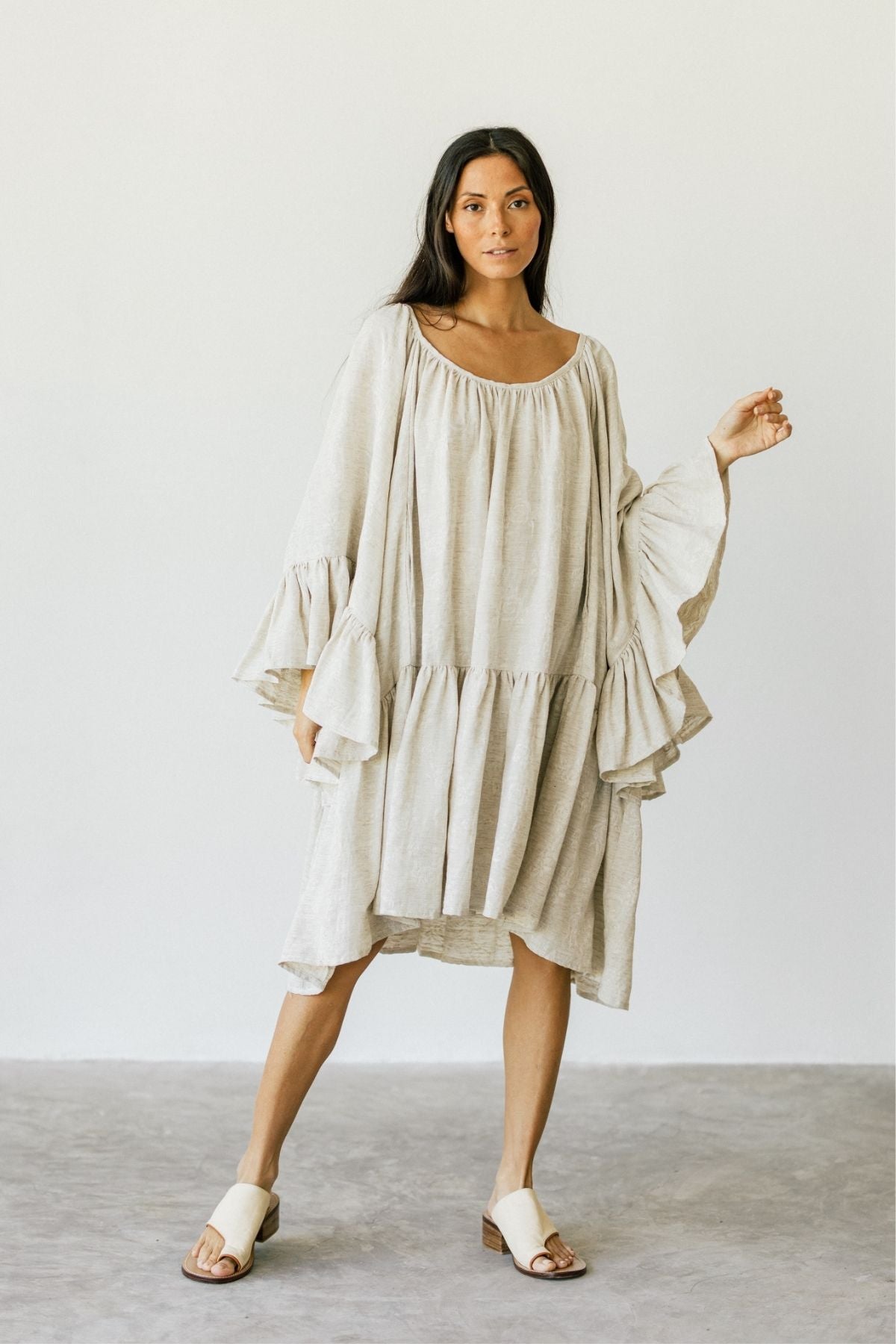 Brida Gown Short (Light Linen, Natural Flax) (BI)