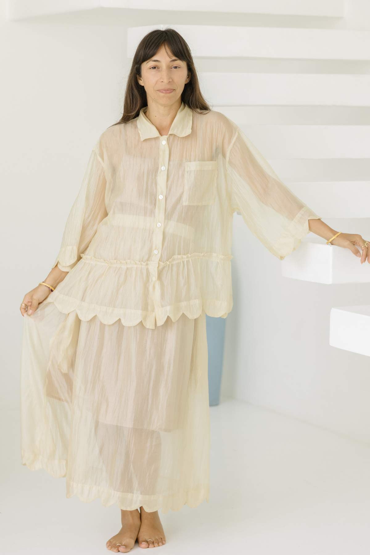 Ophilia Top & Skirt - Set Optional, Sheer Silk, Moonlight - PR