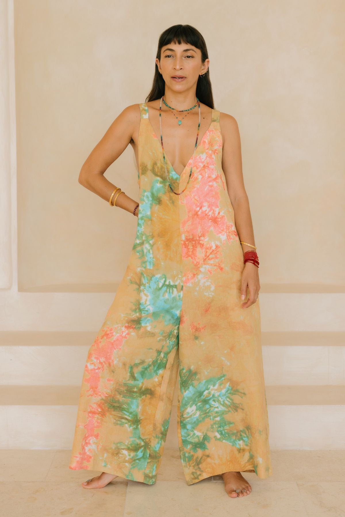 Kundalini Playsuit Botanical · Hand-Dyed Linen Jumpsuit from Bali