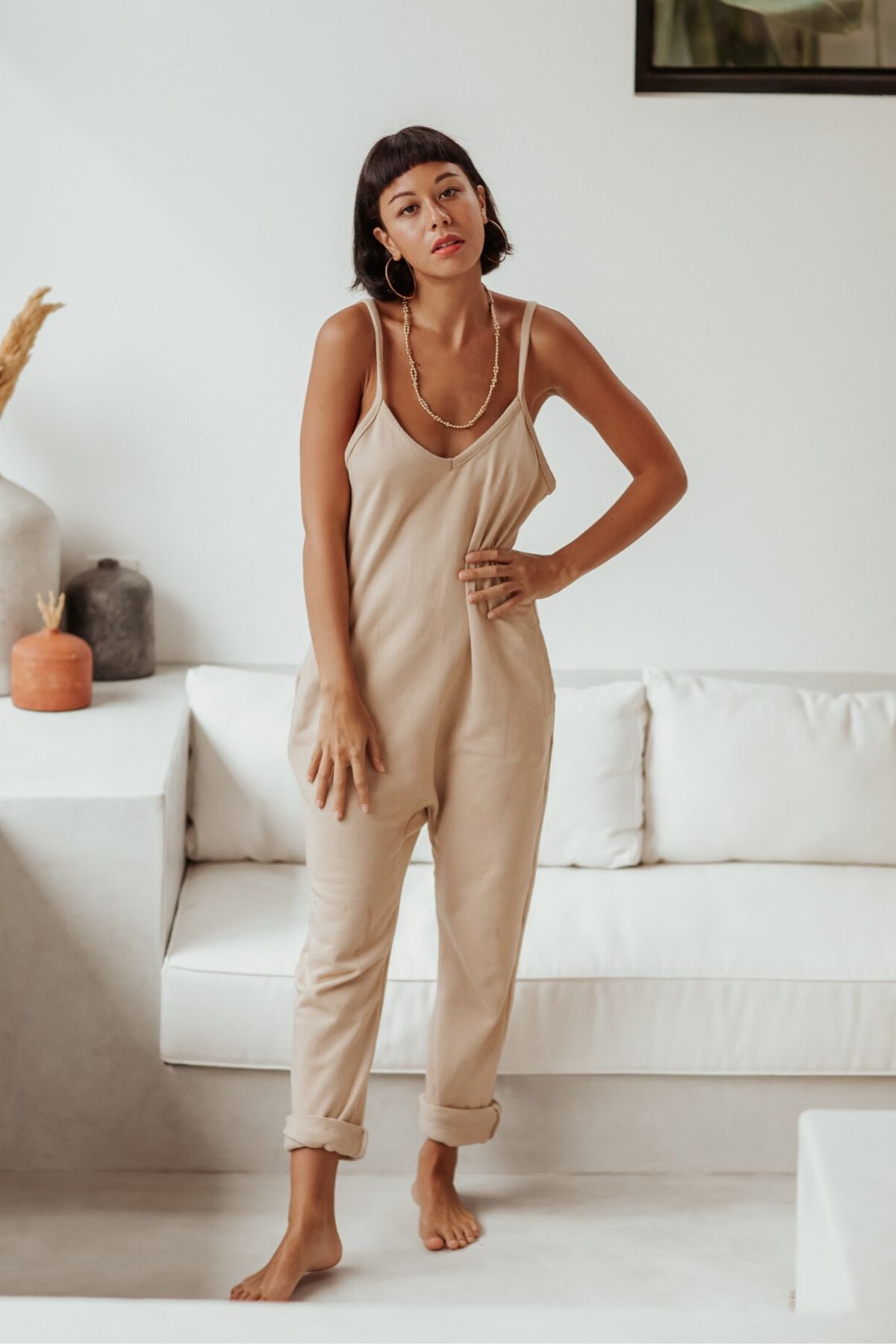 Luminous Playsuit (Organic French Cotton Terry, Nude)