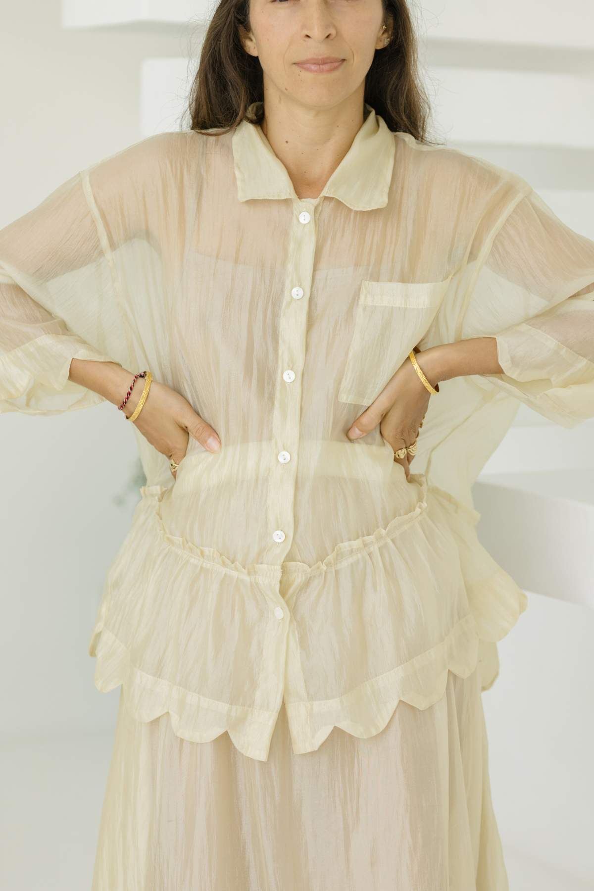 Ophilia Top & Skirt - Set Optional, Sheer Silk, Moonlight - PR