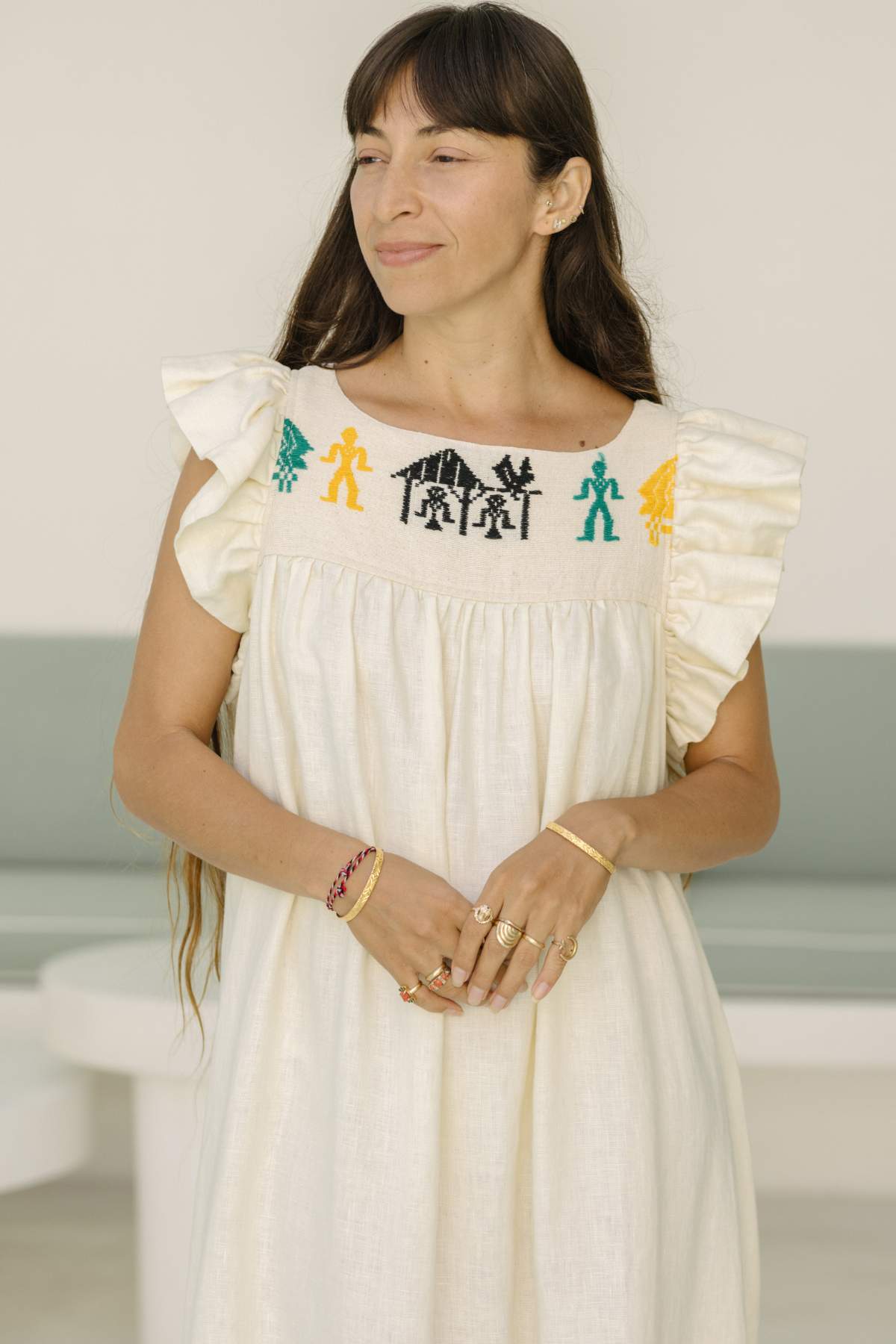 Myrah Gown Linen x Ikat Moonlight - PR