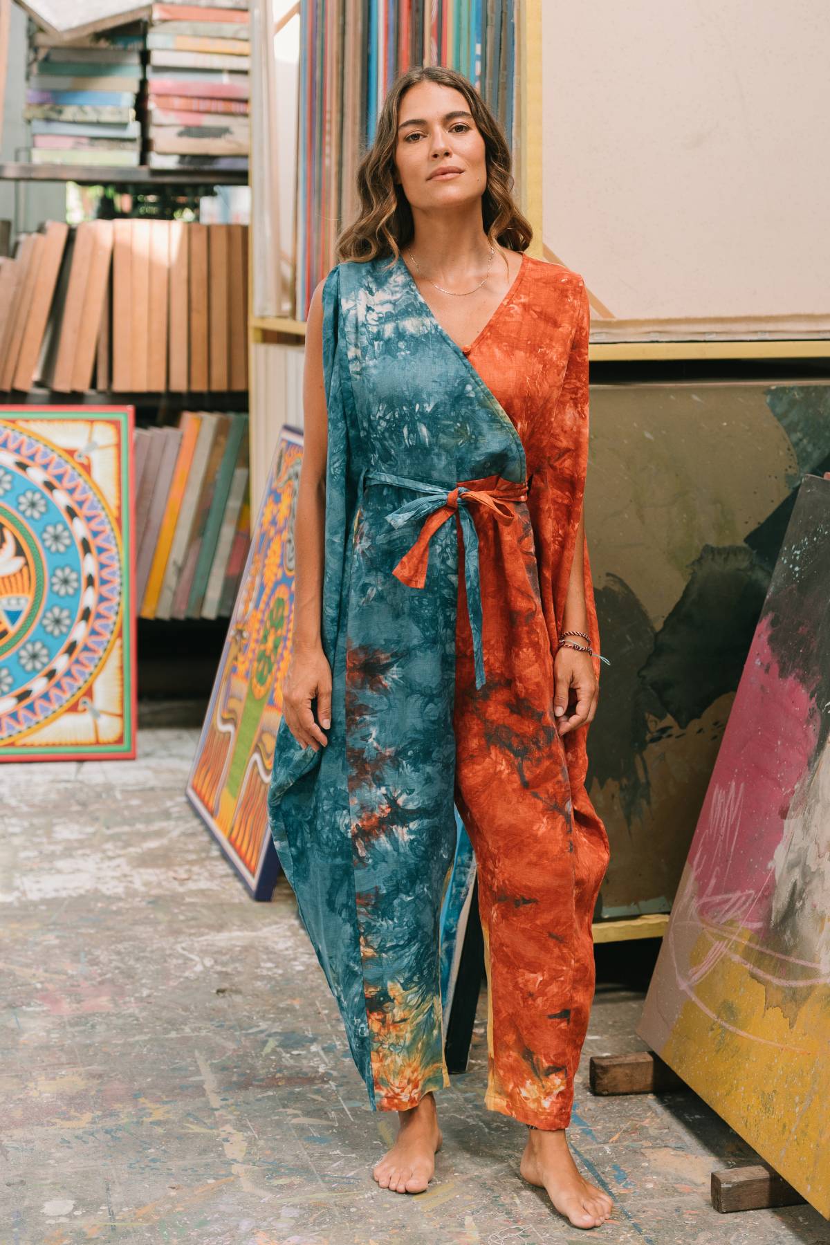 Kuan Yin Playsuit Mahashivrati · Botanical Hand-Dyed French Linen