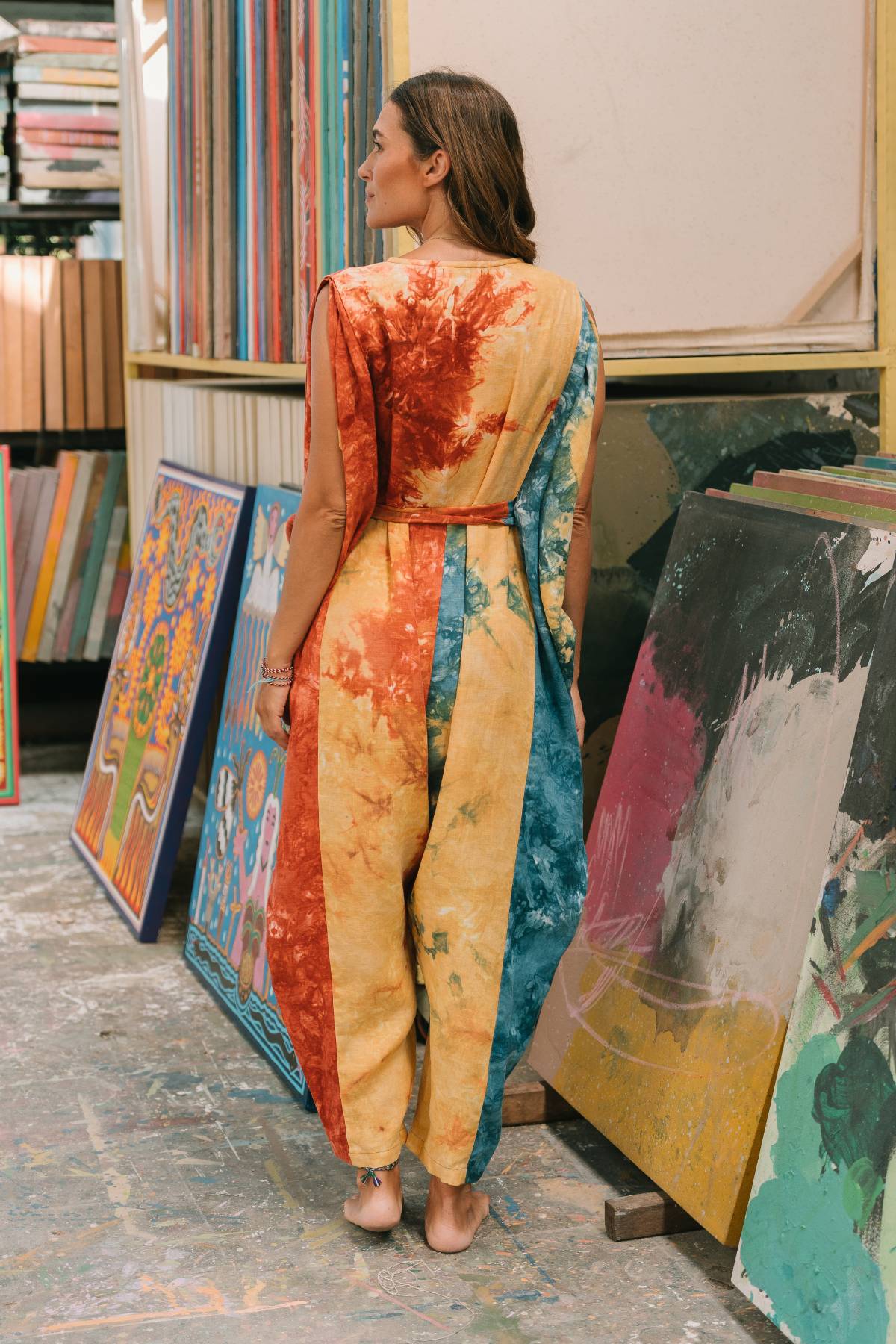 Kuan Yin Playsuit Mahashivrati · Botanical Hand-Dyed French Linen