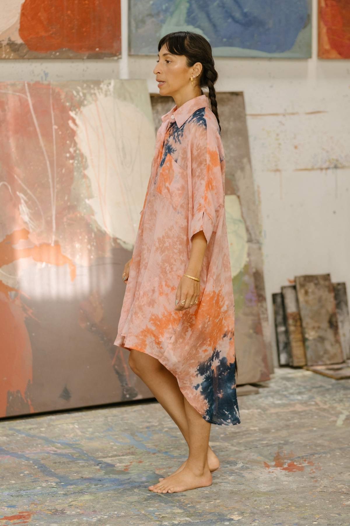 Uluwatu Sunset Sky Linen Suka Button Down Long Top