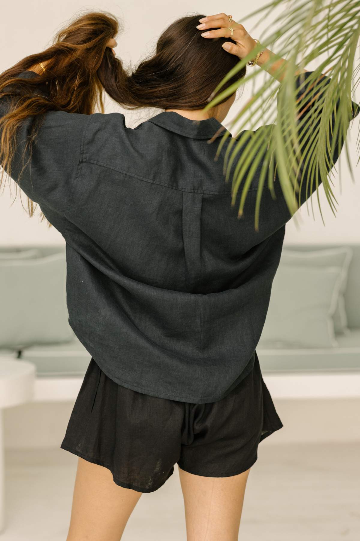 Nidra Button Down Top, Dark Moon Black - PR