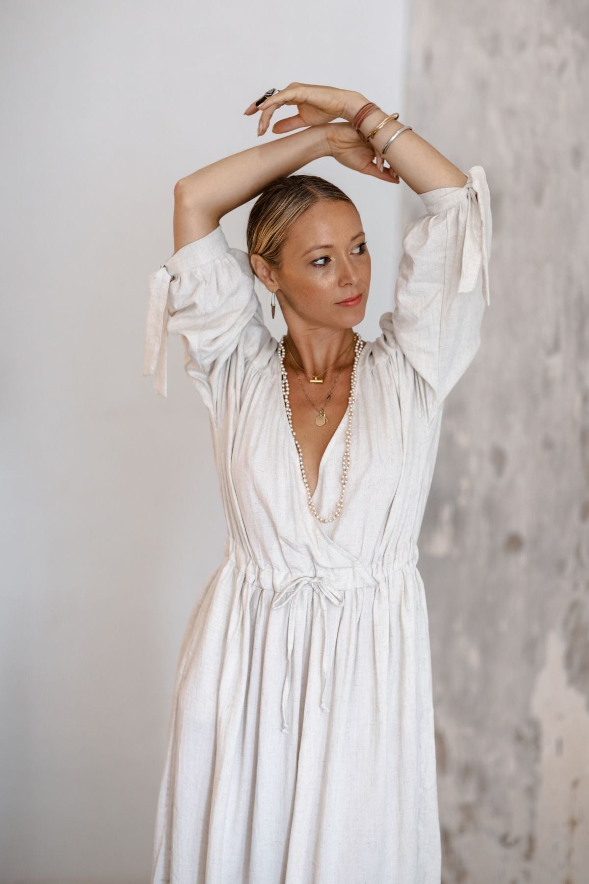 Valentina Dress (Linen/Rayon Blend, Natural) BI