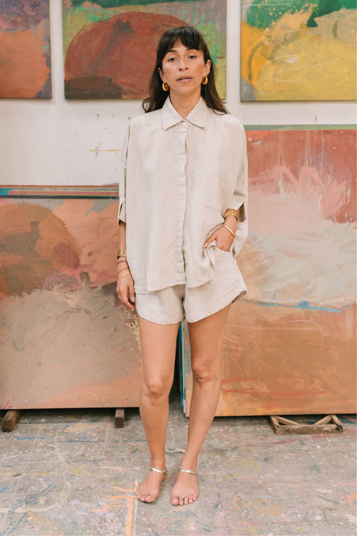 Linen Shorts Set Women | OEKO-TEX French Linen Suka Set | Myrah