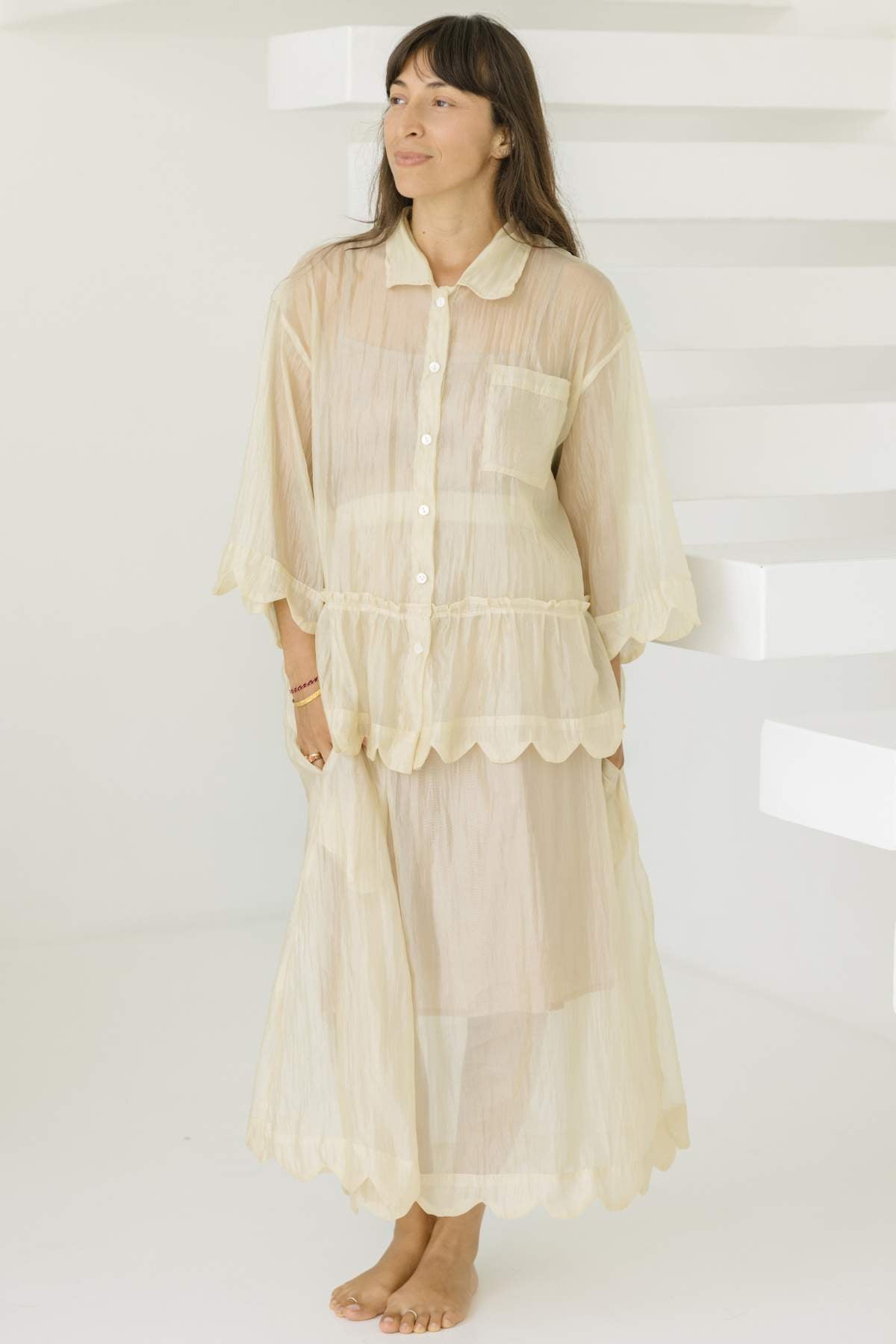 Ophilia Top & Skirt - Set Optional, Sheer Silk, Moonlight - PR