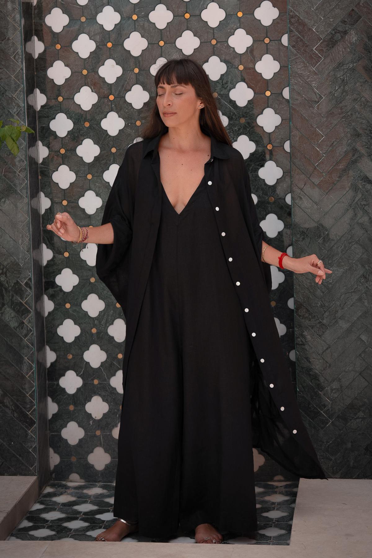 Ramie Origami Gown + Kundalini Playsuit Set