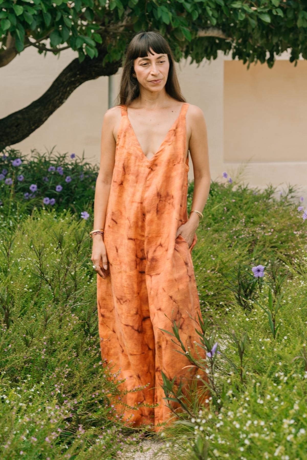 Kundalini Playsuit Botanical · Hand-Dyed Linen Jumpsuit from Bali