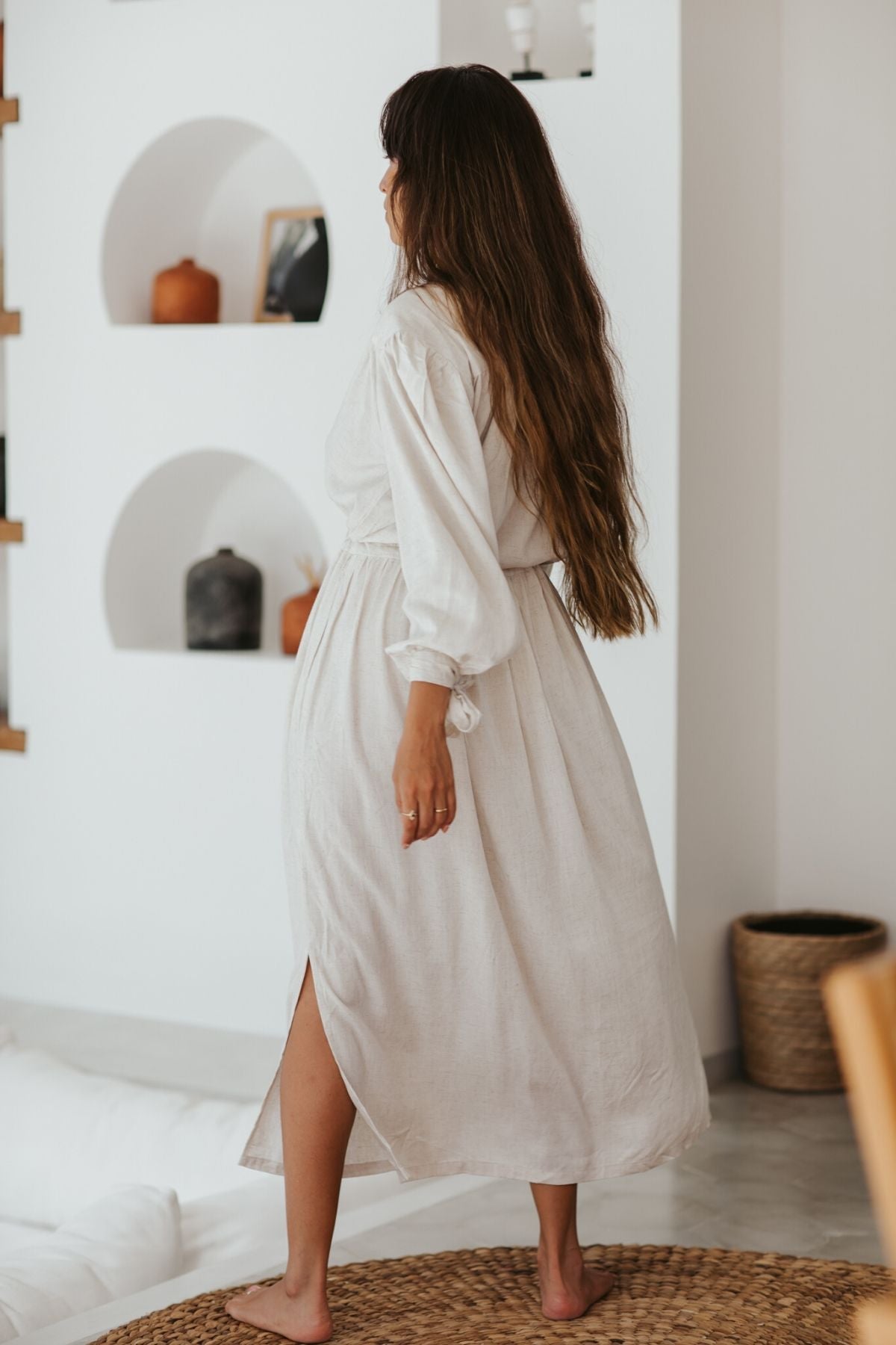 Valentina Dress (Linen/Rayon Blend, Natural) BI