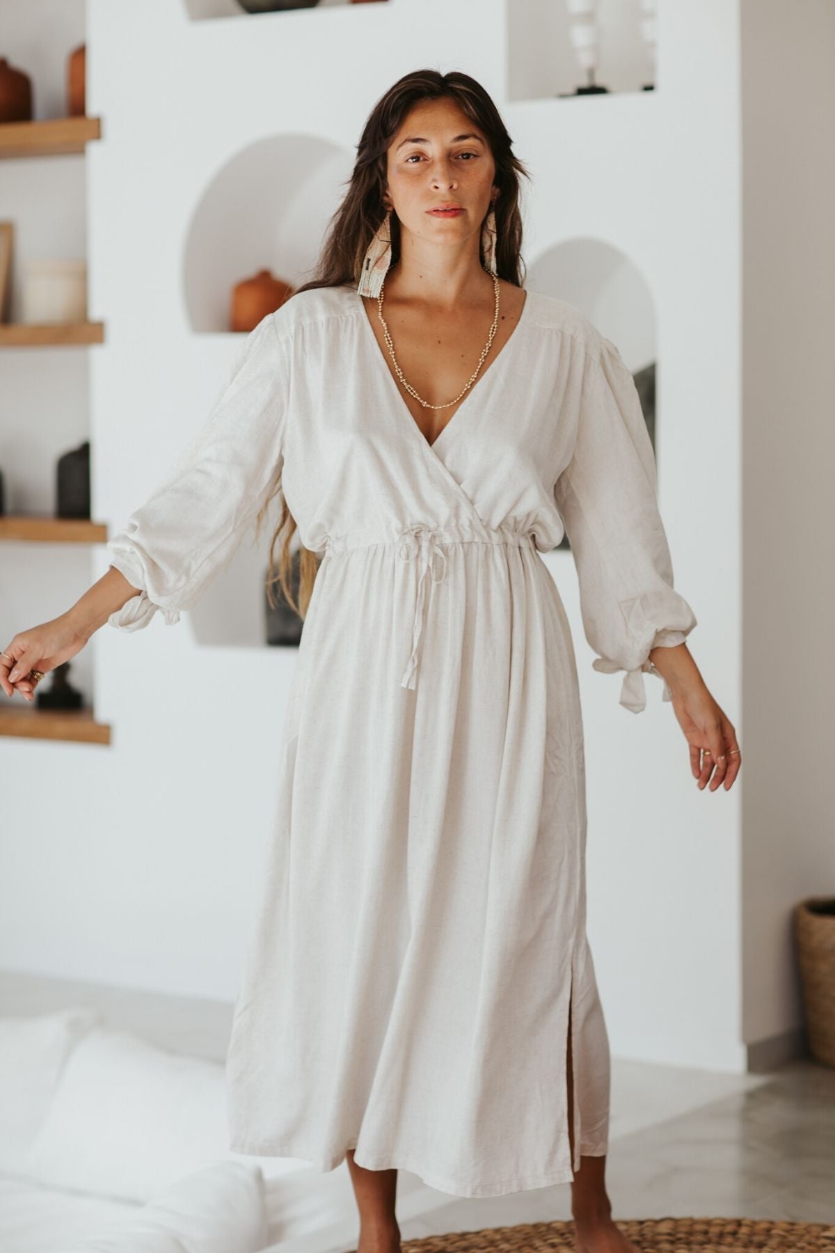 Valentina Dress (Linen/Rayon Blend, Natural) BI