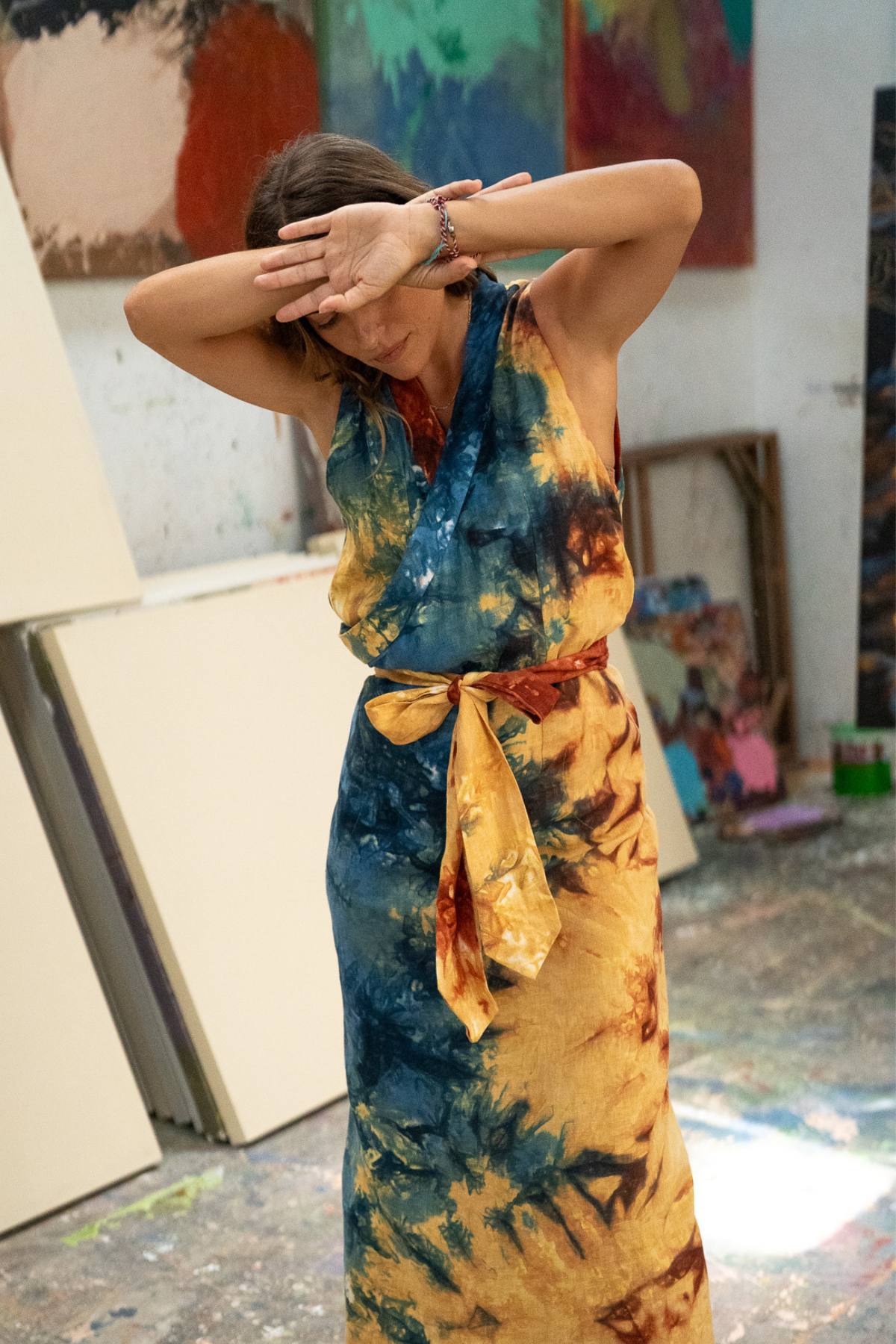 Dharma Gown Sleeveless | Mahashivrati Botanical Dye | Handmade in Bali