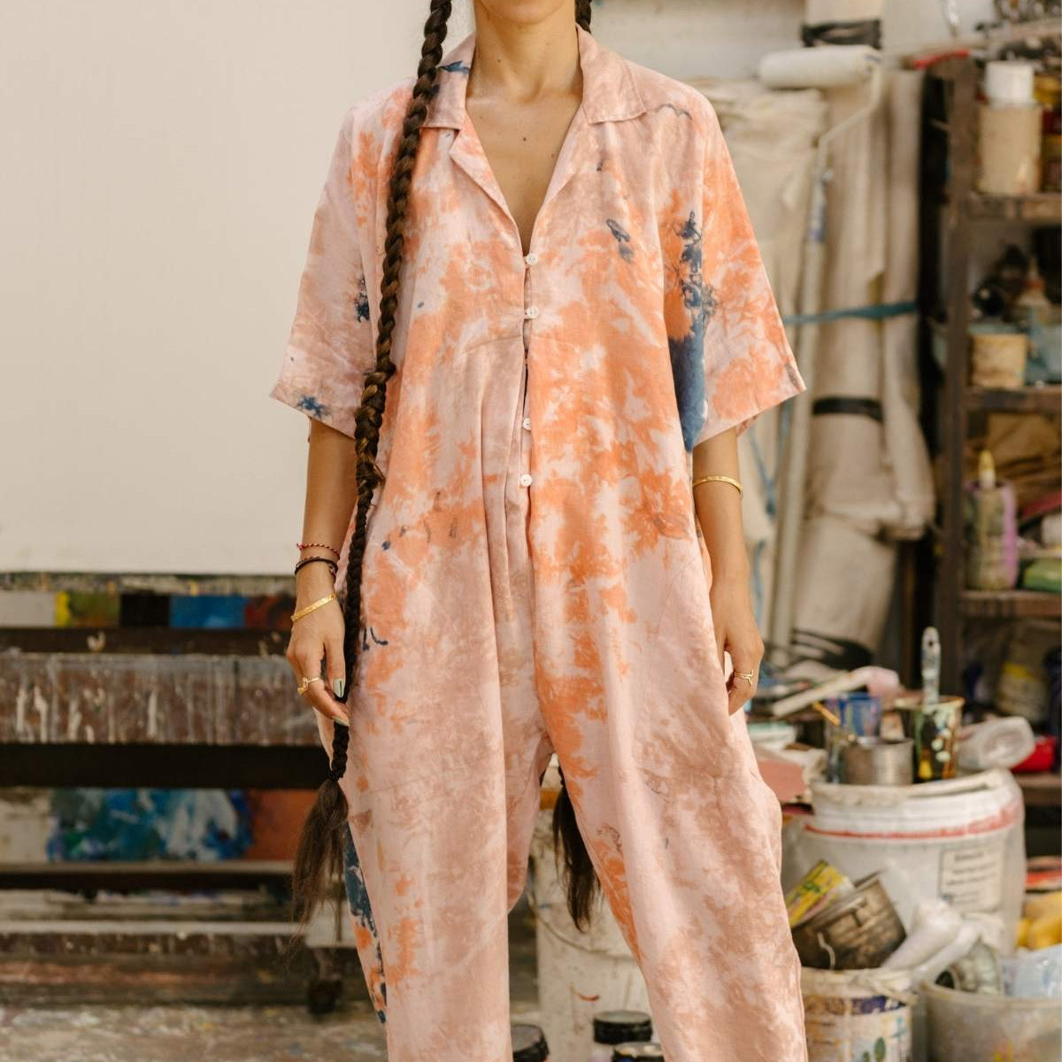 Sat Torri Uluwatu Sunset Playsuit · Hand-Dyed Linen Jumpsuit from  display picture 1