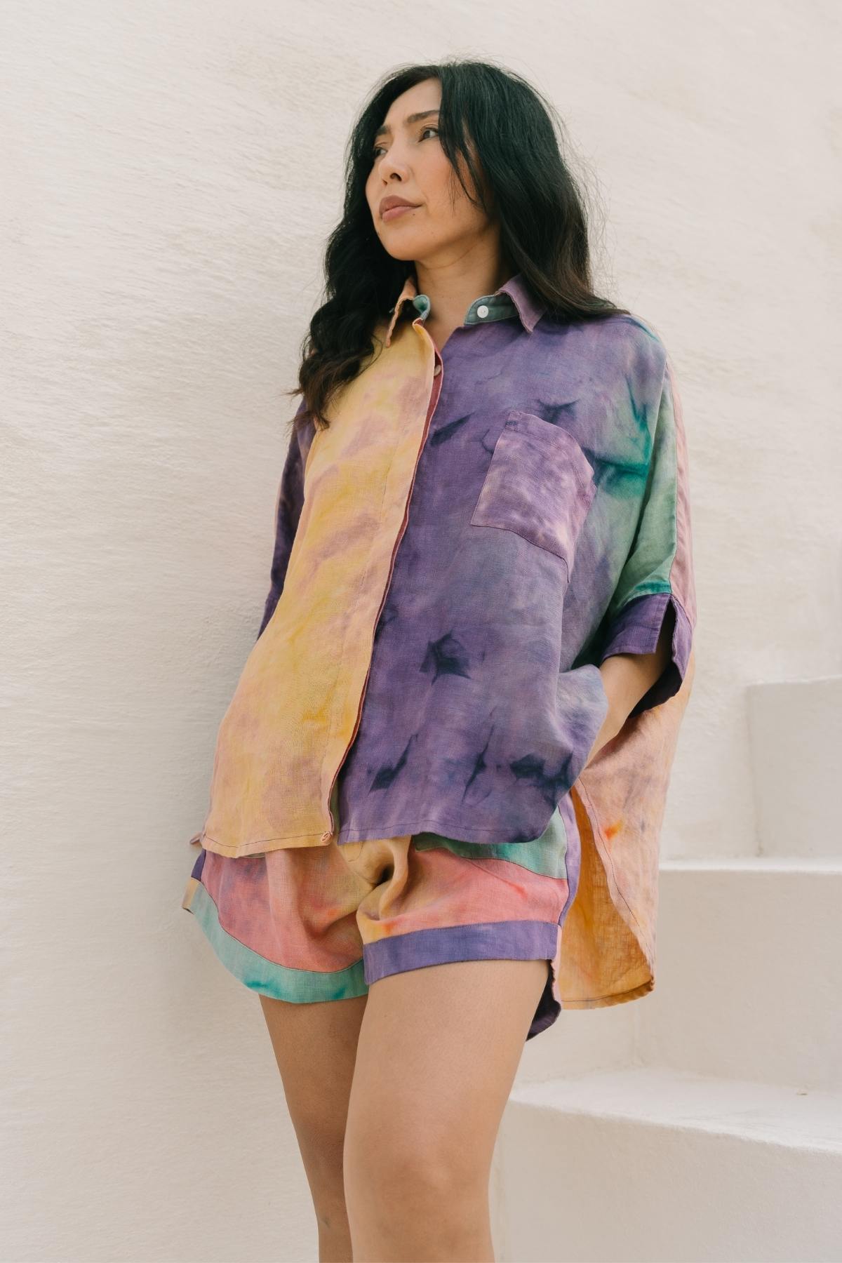 Botanical Dye Linen Set Women | Rainbeau French Linen Co-Ord