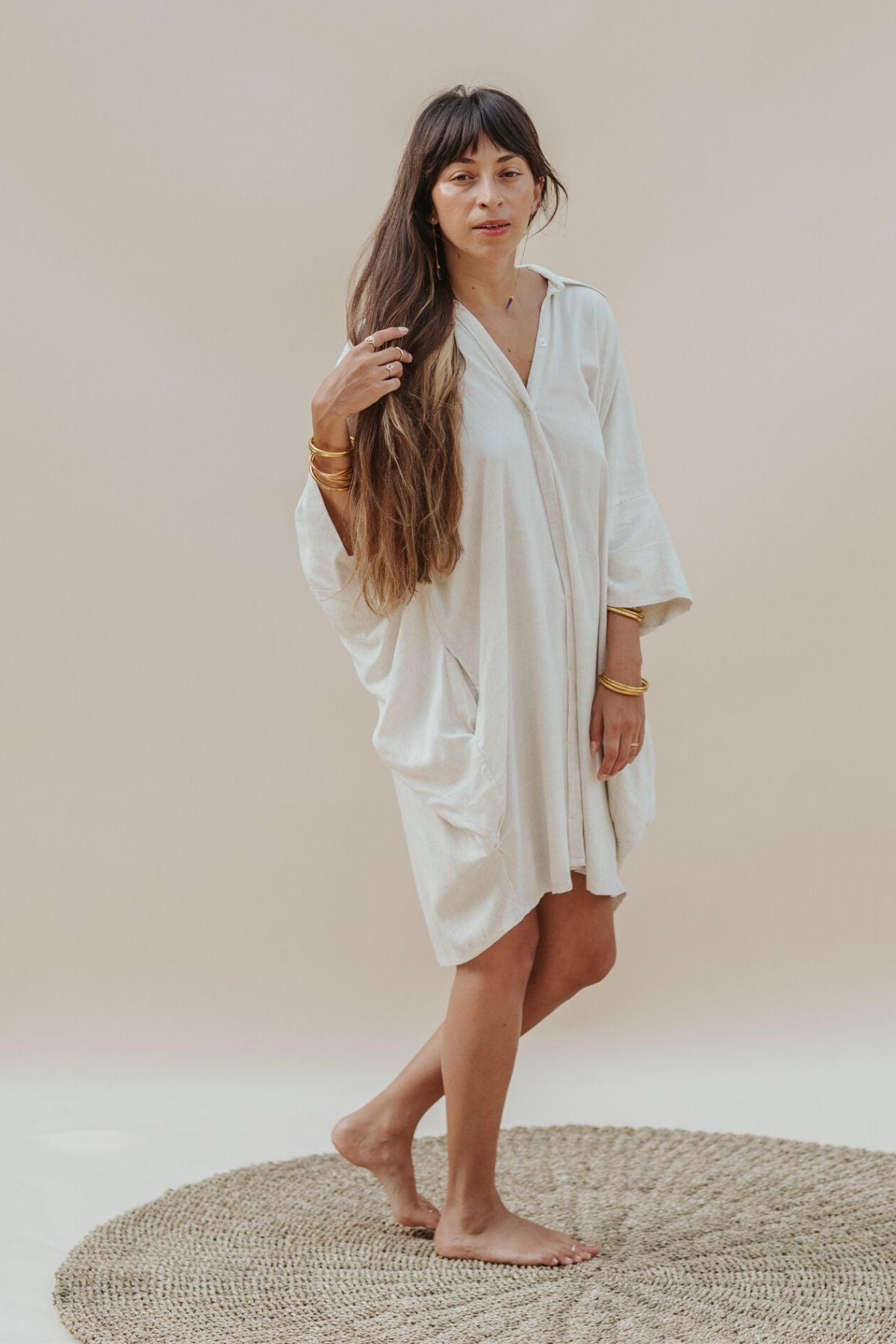 Origami Gown - Natural Linen / Rayon