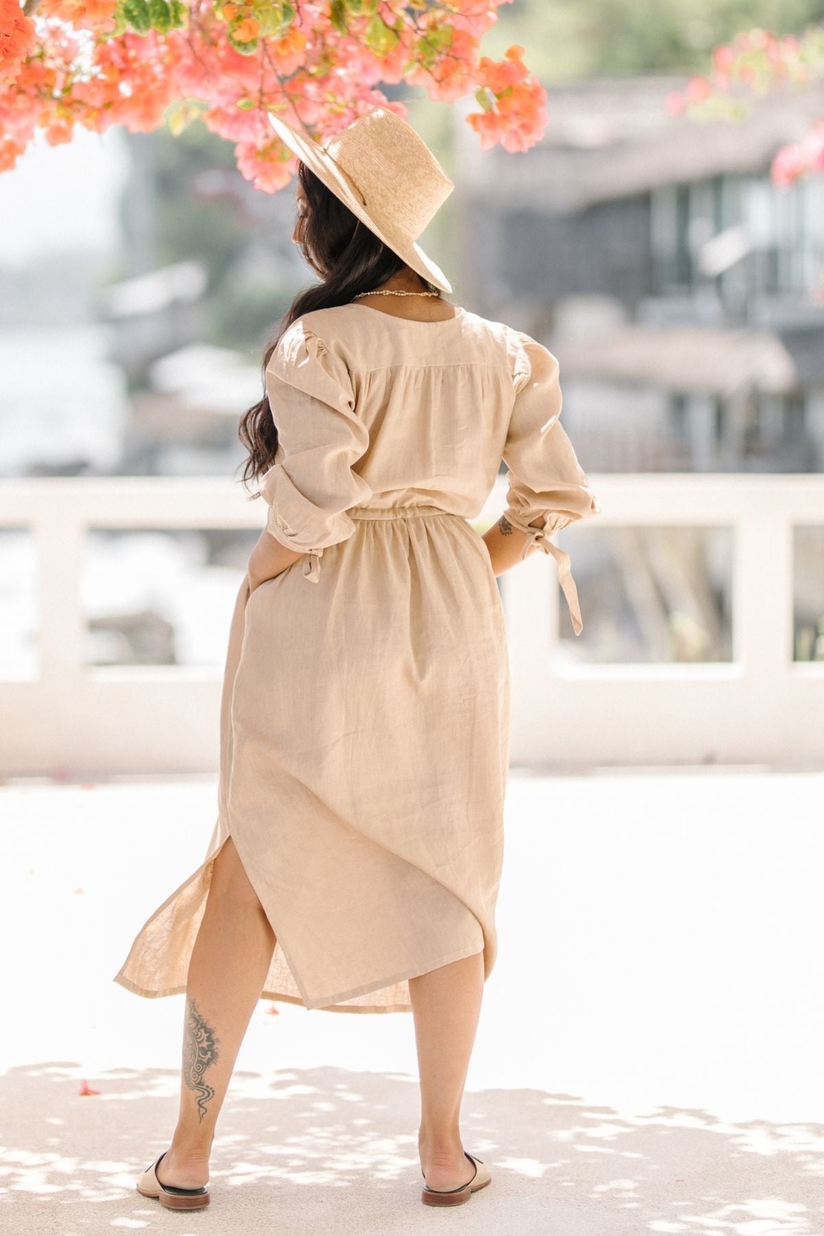 Valentina Dress 100% Linen - Clay (Slightly Faded Fabric, Sample Sale)