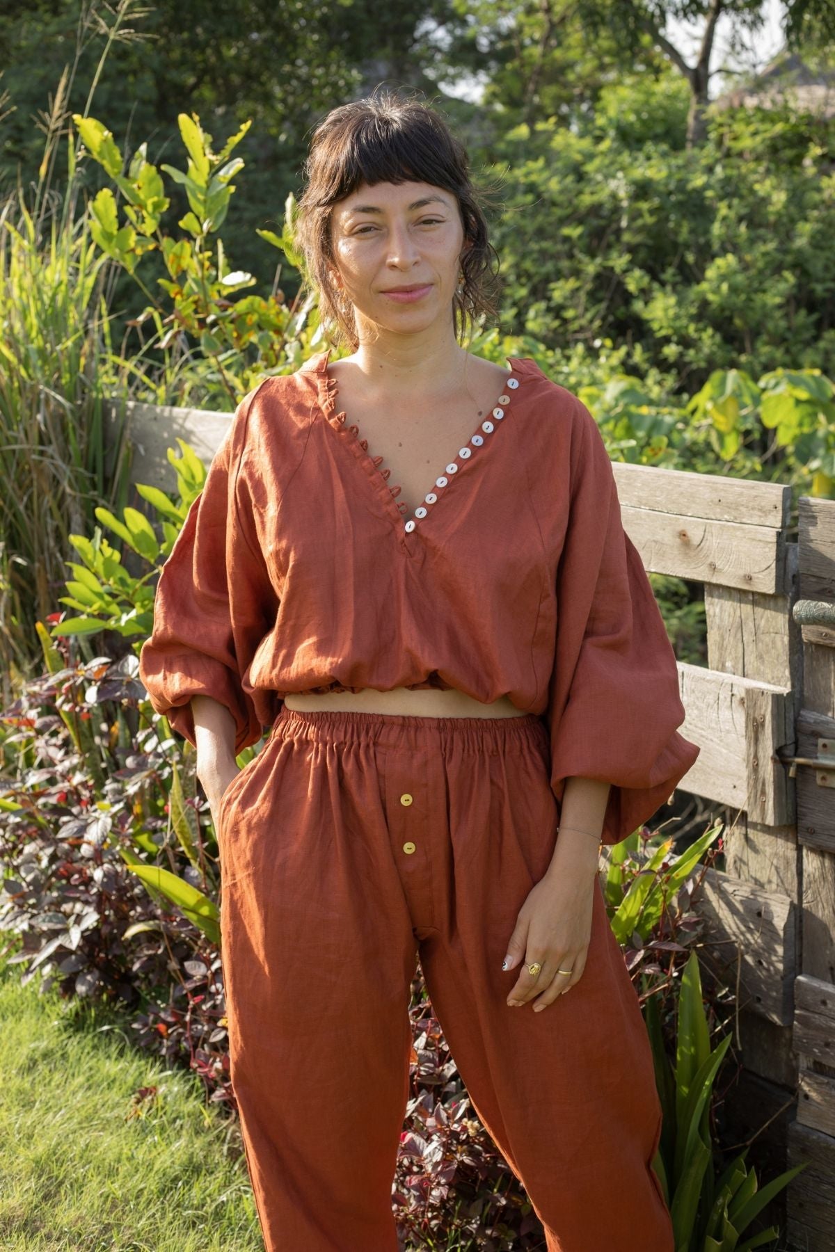 Frida Top & Nidra Pant Set (100% Linen - Harvest Moon) - WI